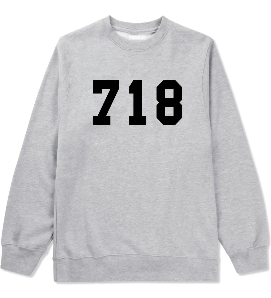 718 New York Area Code Boys Kids Crewneck Sweatshirt