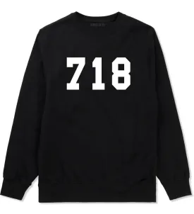 718 New York Area Code Boys Kids Crewneck Sweatshirt