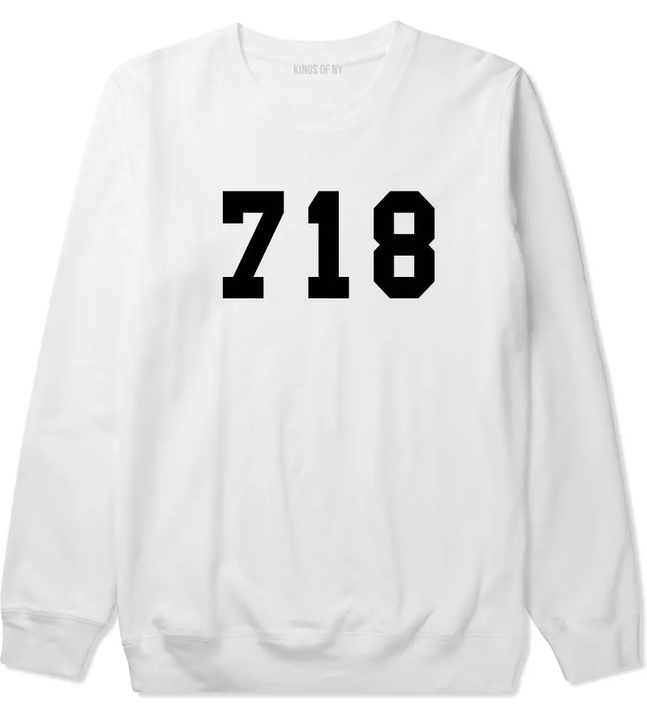 718 New York Area Code Boys Kids Crewneck Sweatshirt