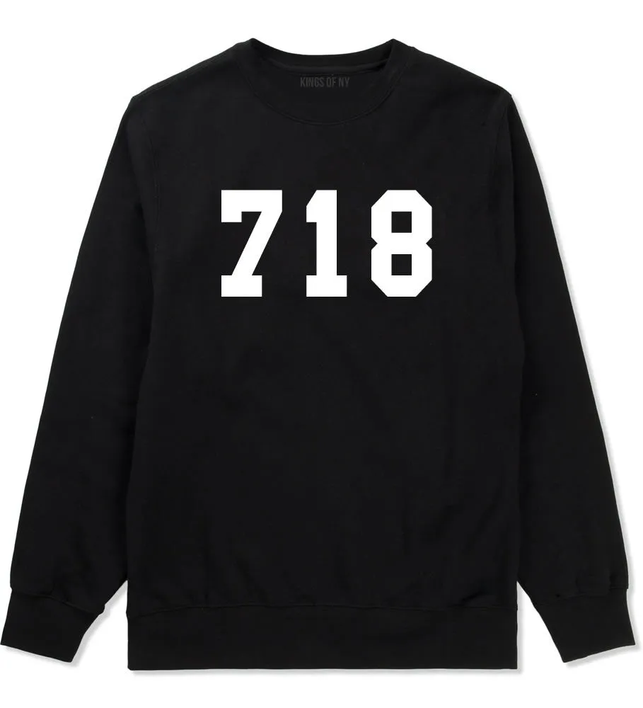 718 New York Area Code Boys Kids Crewneck Sweatshirt