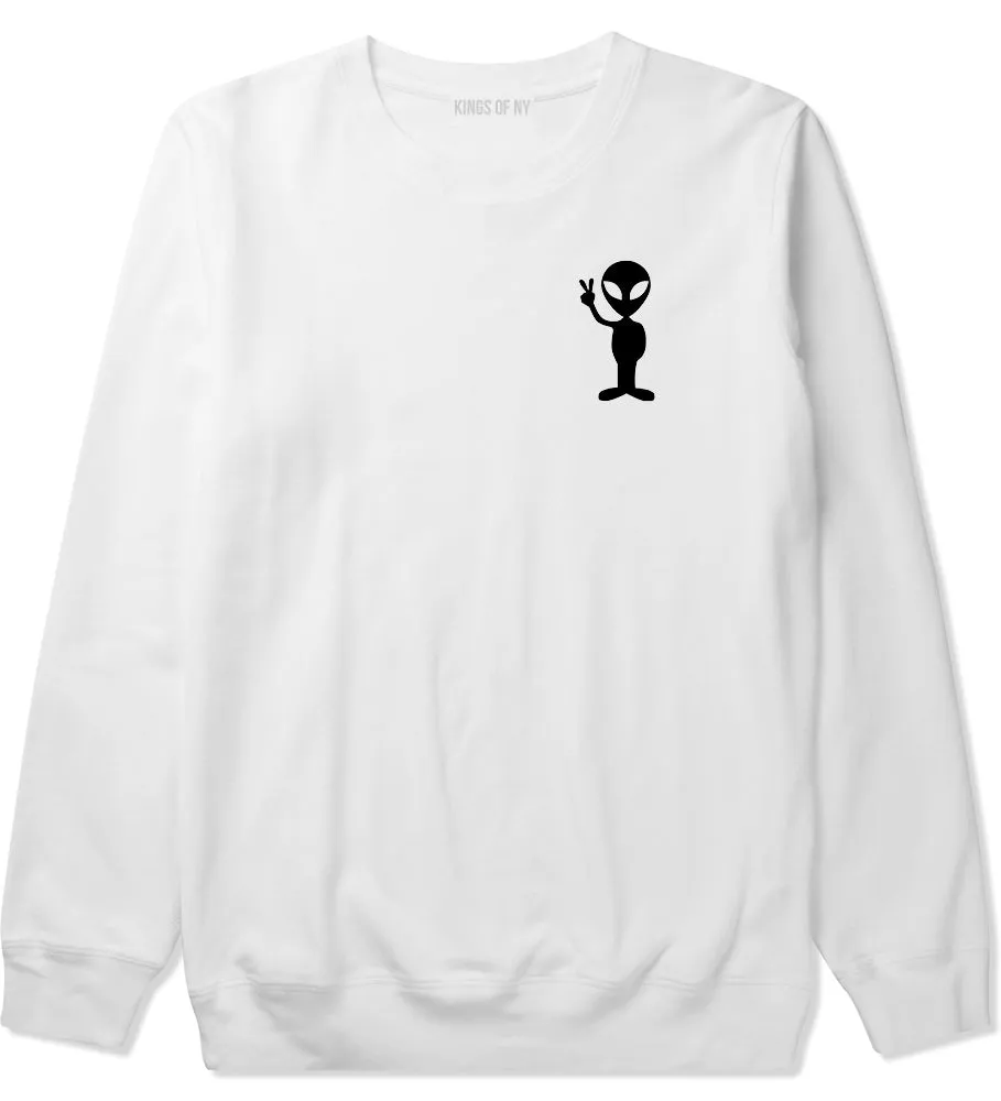Alien Peace Sign Chest Mens Crewneck Sweatshirt