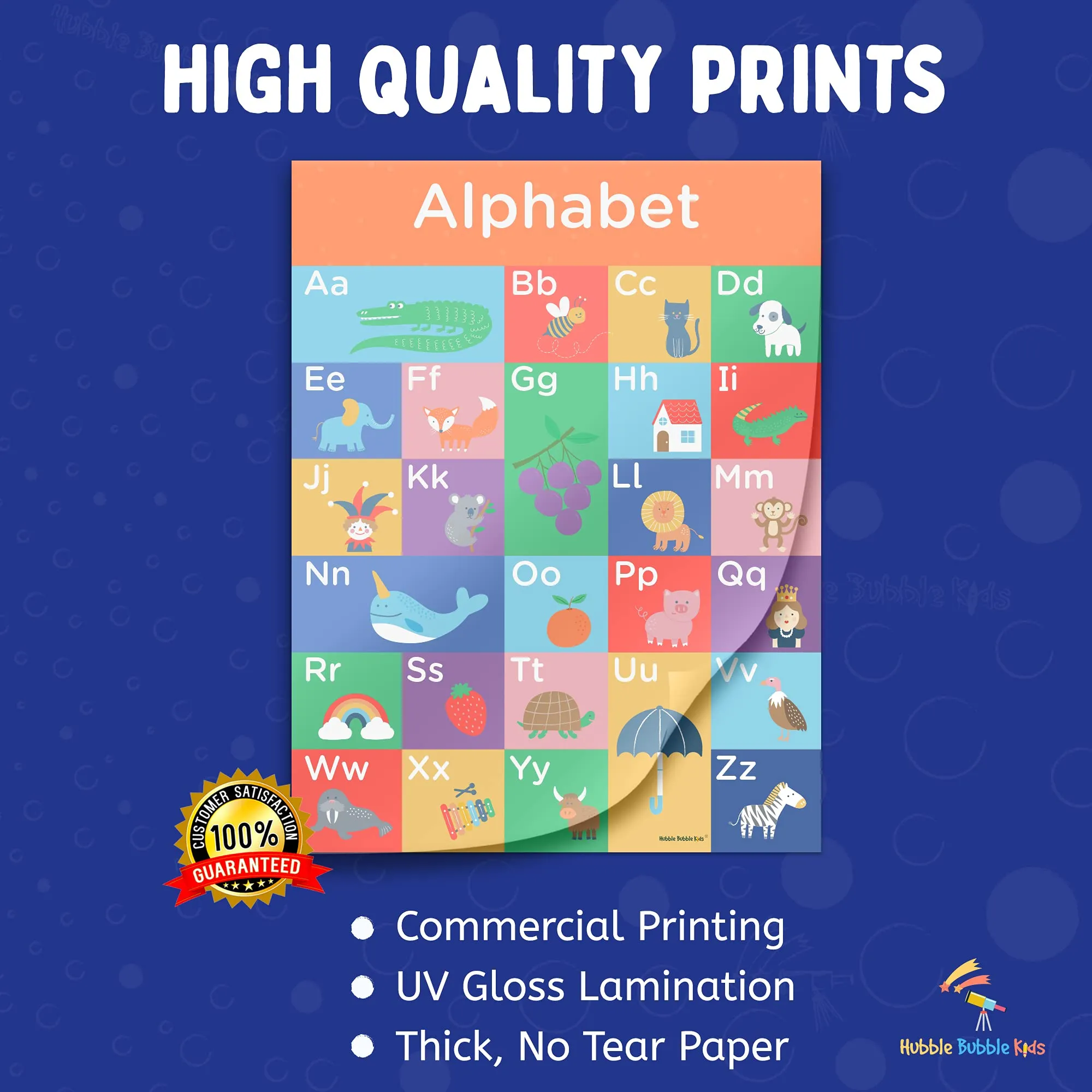 Alphabet and Number Poster Set - Alphabet Chart for Wall and Number Wall Poster. Dry-Erase