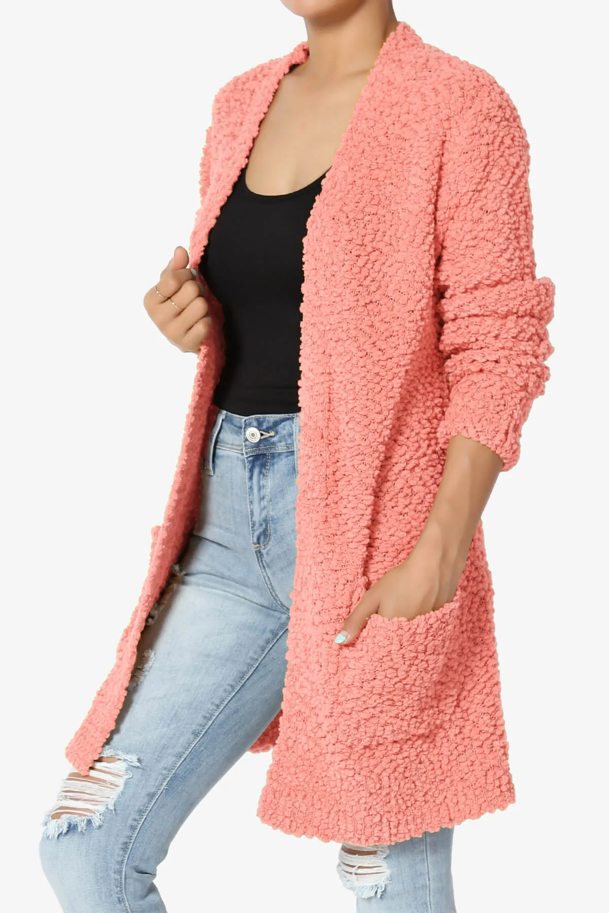 Barry Soft Popcorn Knit Sweater Cardigan PLUS