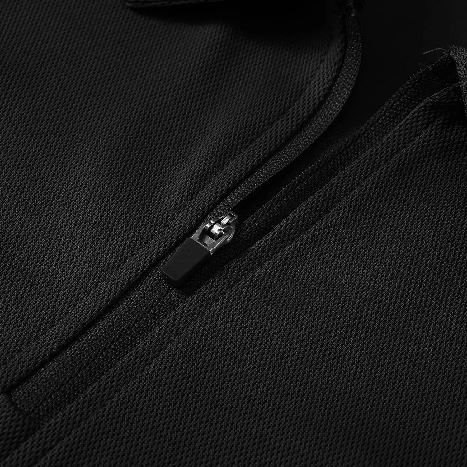 BASUDAM Men's Zippered Polo Shirts with Pocket Quick Dry Short Sleeve Active Performance