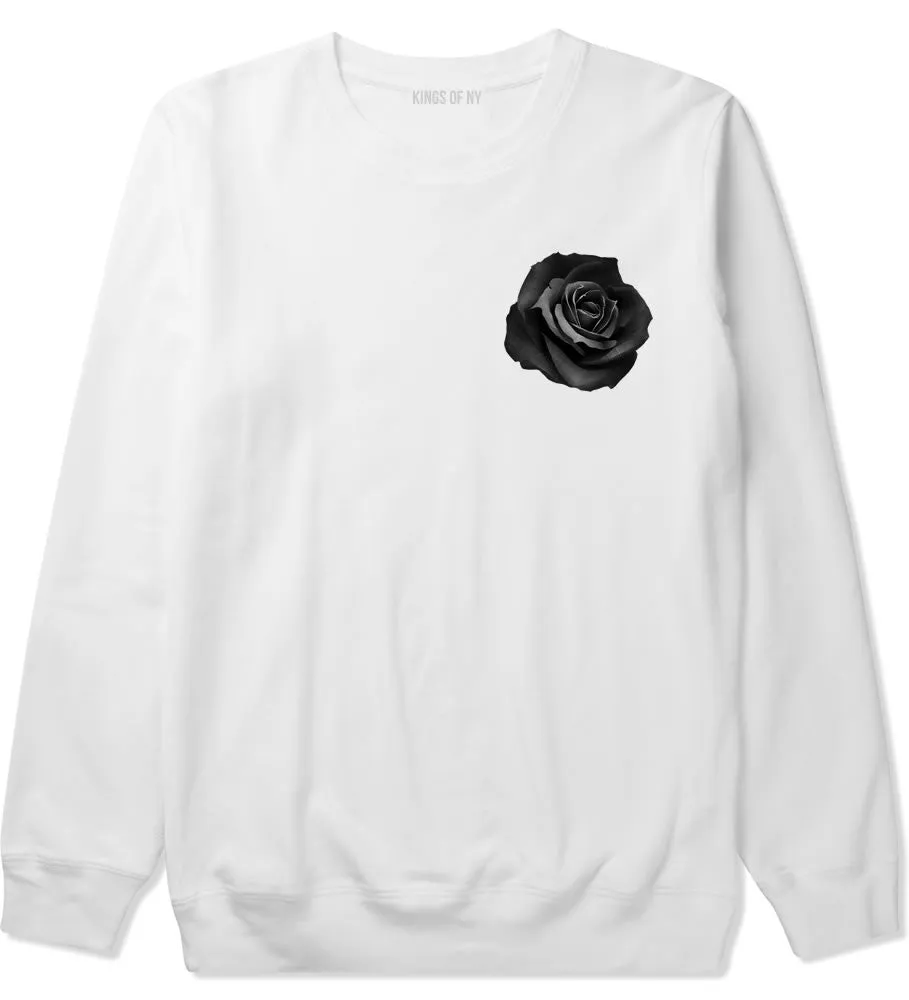 Black Noir Rose Flower Chest Logo Boys Kids Crewneck Sweatshirt