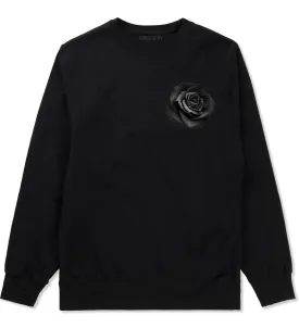 Black Noir Rose Flower Chest Logo Boys Kids Crewneck Sweatshirt
