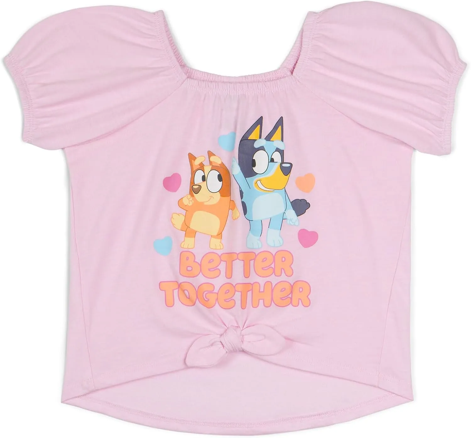 Bluey Girls Square Neck T-Shirt and Smocked Skirt Toddler to Big Kid Sizes (2T - 10-12)