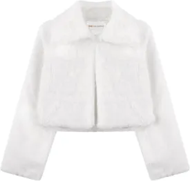 BOLEROSE Girls Cozy Faux Fur Childrens Kids Collared Bolero Shrug Jacket Coat