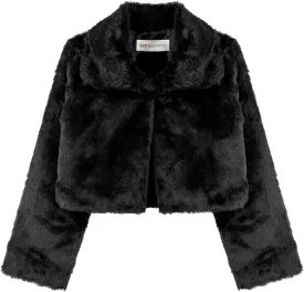 BOLEROSE Girls Cozy Faux Fur Childrens Kids Collared Bolero Shrug Jacket Coat