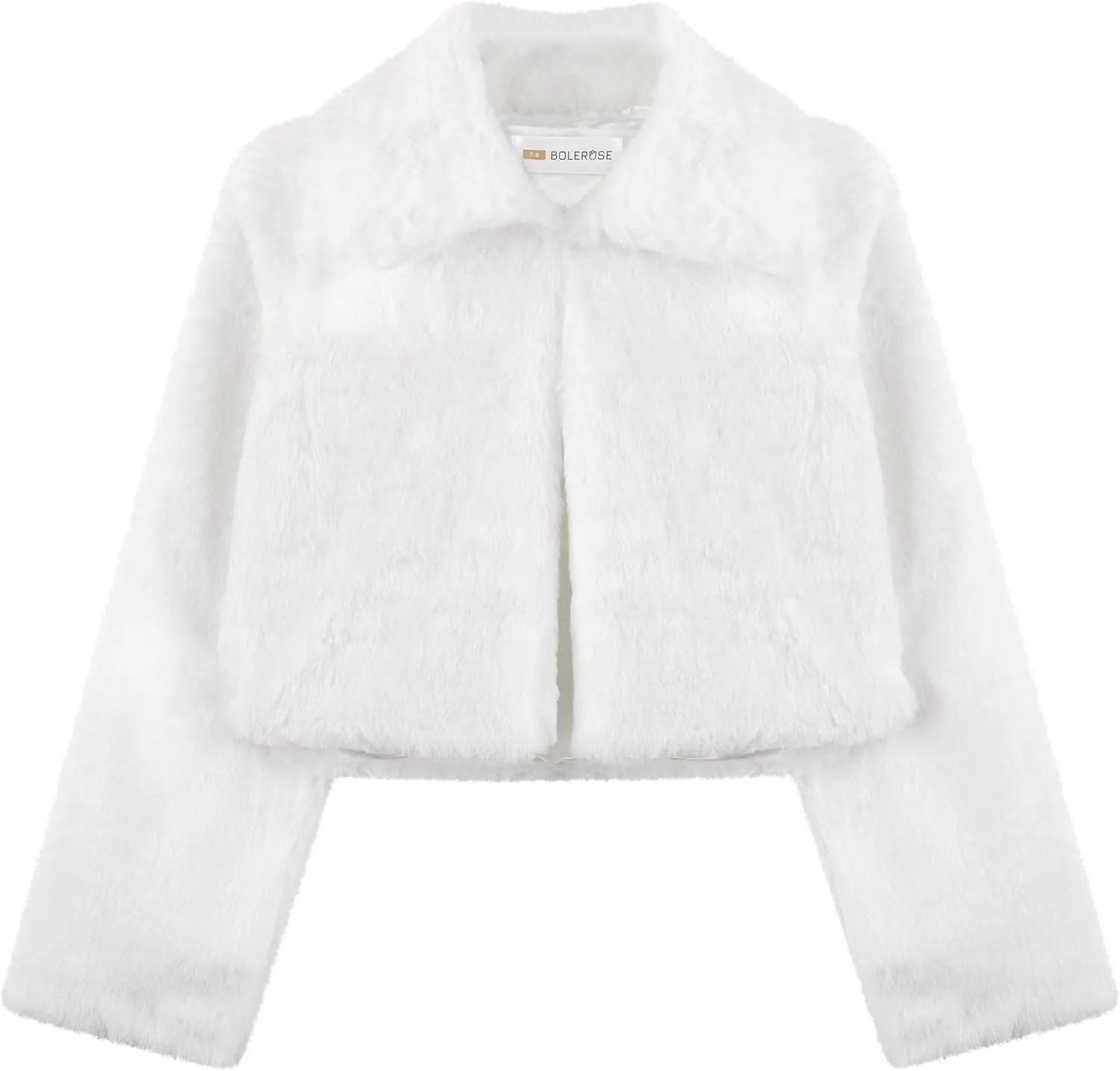 BOLEROSE Girls Cozy Faux Fur Childrens Kids Collared Bolero Shrug Jacket Coat