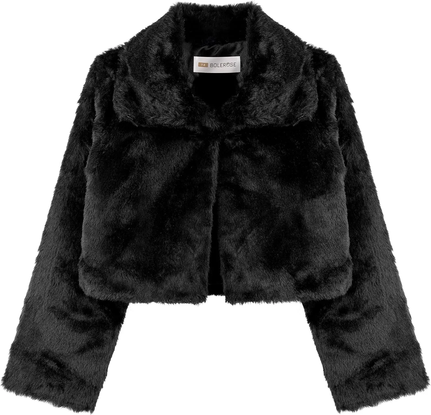 BOLEROSE Girls Cozy Faux Fur Childrens Kids Collared Bolero Shrug Jacket Coat