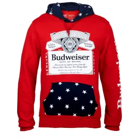 Budweiser Bottle Label and Patriotic Stars Hoodie