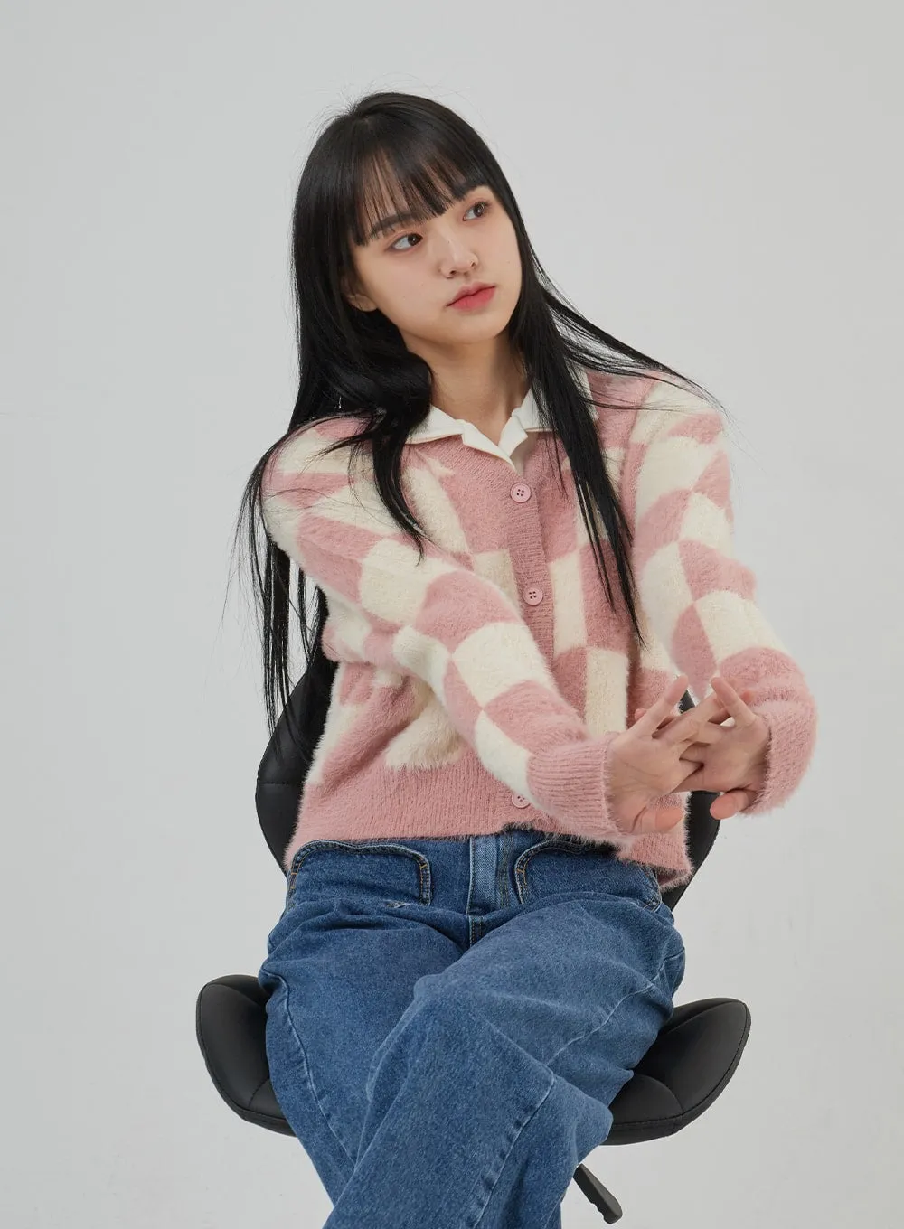 Check Pattern Soft Cardigan BJ302