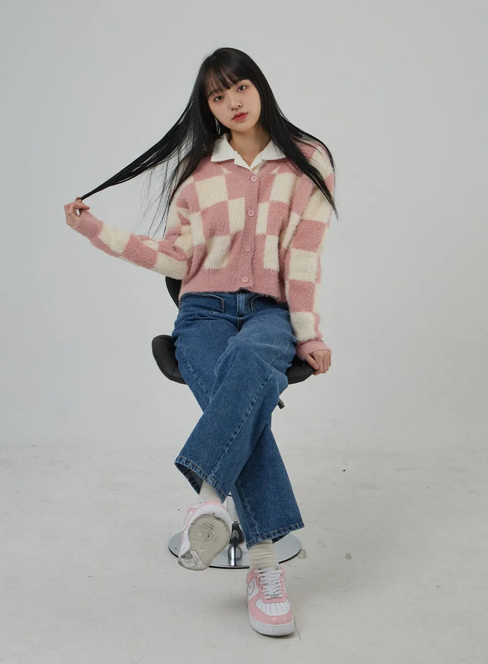 Check Pattern Soft Cardigan BJ302