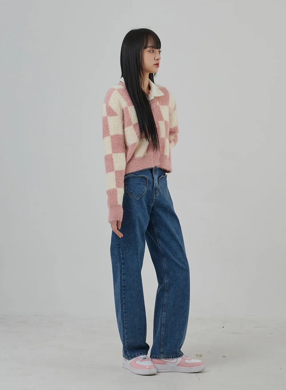 Check Pattern Soft Cardigan BJ302