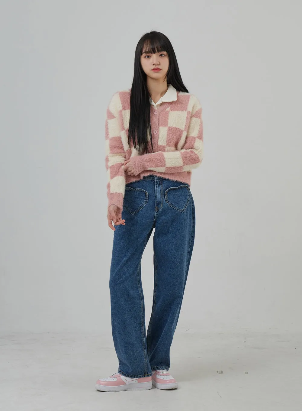 Check Pattern Soft Cardigan BJ302