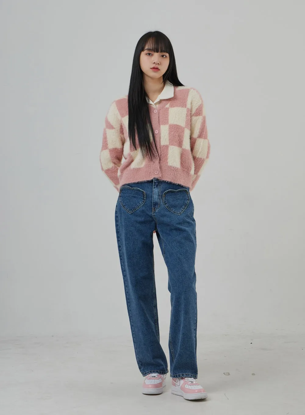 Check Pattern Soft Cardigan BJ302