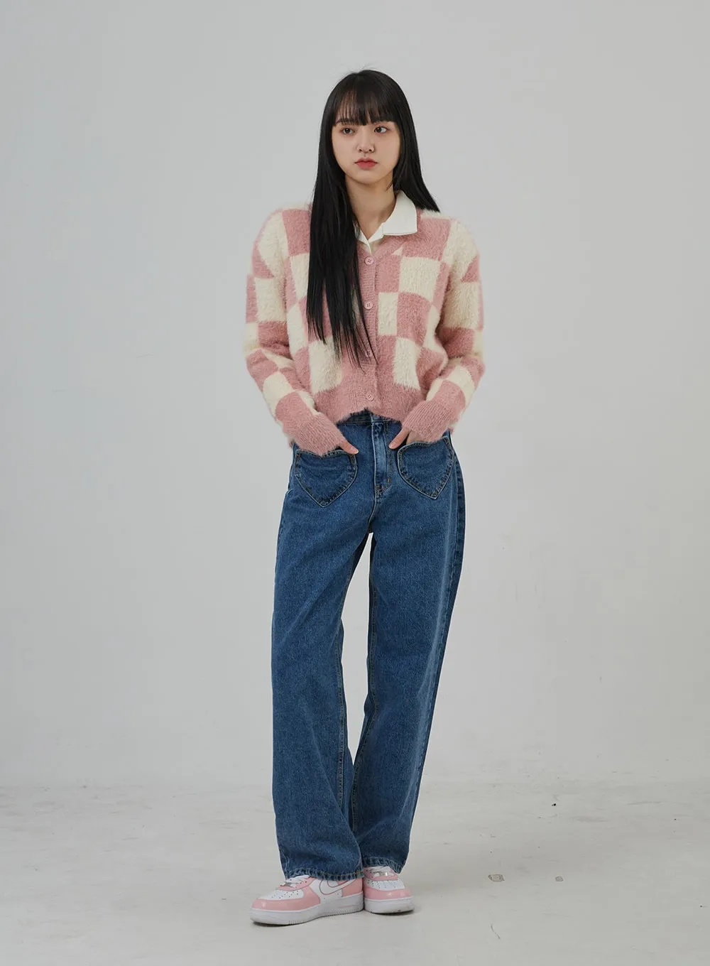 Check Pattern Soft Cardigan BJ302