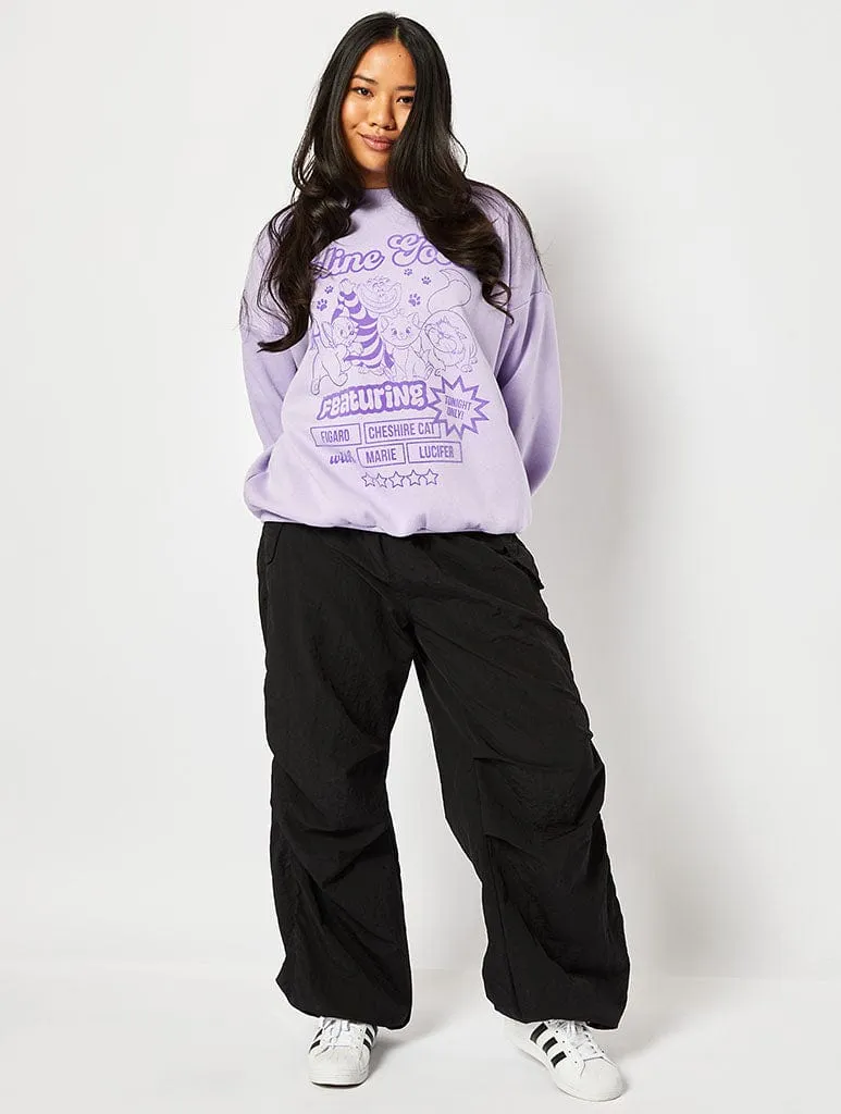 Disney Aristocats Oversized Sweatshirt in Purple