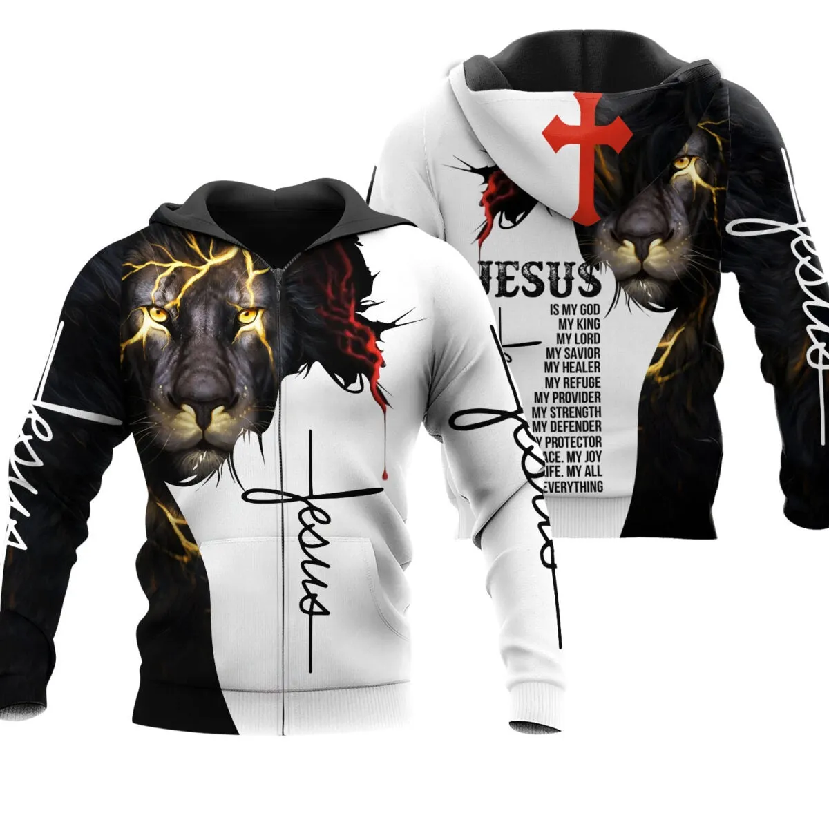 Easter Jesus 3D All Over Printed Shirts, Jesus Is My God Full Printed Hoodie, Lion Jesus 3D Shirts