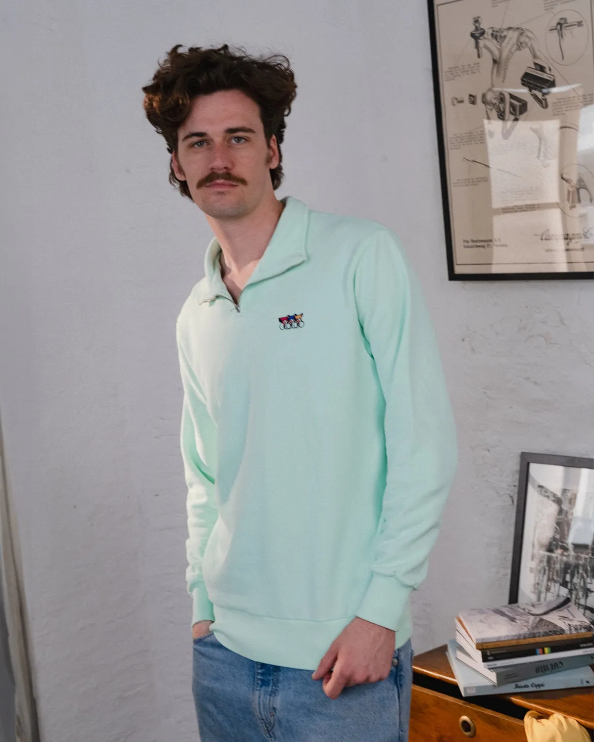 Erstwhile - Sweatshirt Zip Waaier | Honeydew Green
