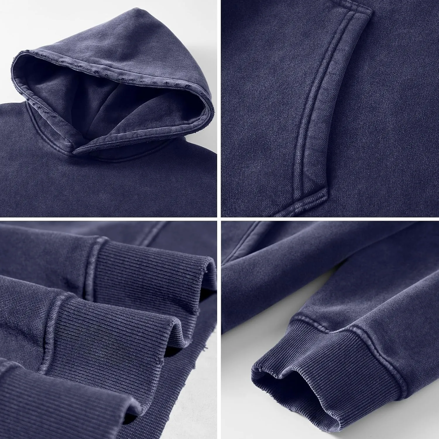 FAIABLE Mens Hoodies Pullover Oversized Hoodie Wash Plush Cotton Hooded Sweatshirt Vintage Heavyweight Hoodie Men Streetwear