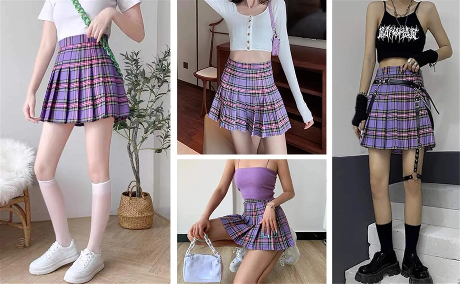 Joe Wenko Girls Women's Pleated Skirt, High Waist School Uniform A-Line Short Skirt