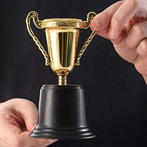 Kicko Plastic Trophies - 12 Pack - 5 Inch - Golden Metallic Bulk Trophies For Kids, Boys