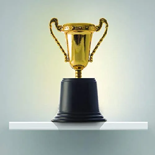 Kicko Plastic Trophies - 12 Pack - 5 Inch - Golden Metallic Bulk Trophies For Kids, Boys