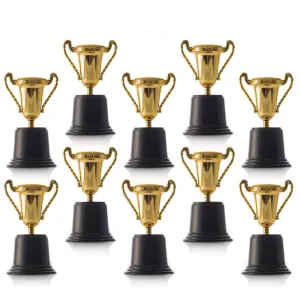 Kicko Plastic Trophies - 12 Pack - 5 Inch - Golden Metallic Bulk Trophies For Kids, Boys
