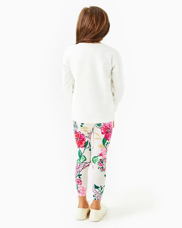 Lilly Pulitzer Girls Mini Ballad Sweatshirt - Coconut Deck The Palms Embroidery Childrens