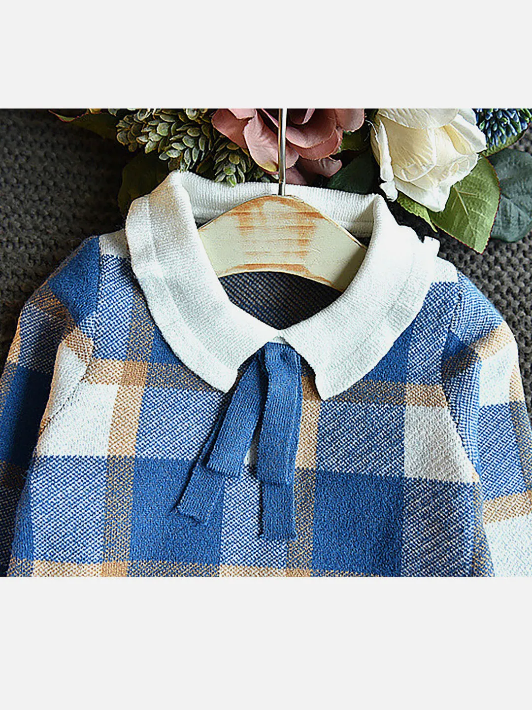 Little Surprise Box Blue Plaid Peter Pan collar 2 pcs