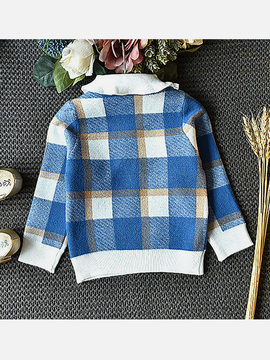 Little Surprise Box Blue Plaid Peter Pan collar 2 pcs