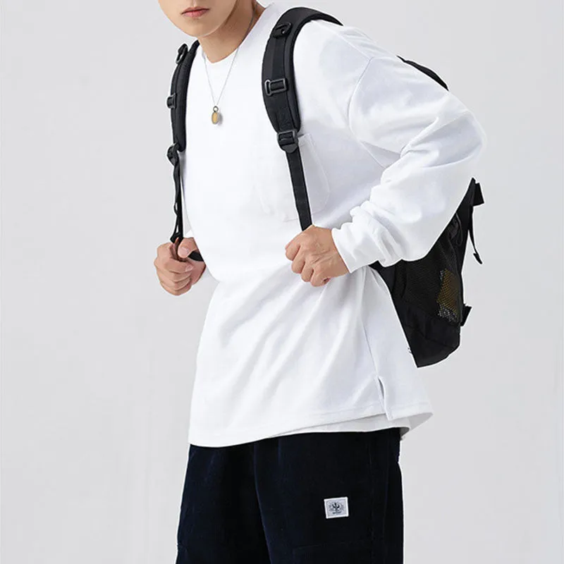 Loose Casual Solid Color Round Neck Long Sleeve Sweatshirt