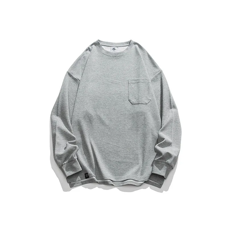 Loose Casual Solid Color Round Neck Long Sleeve Sweatshirt