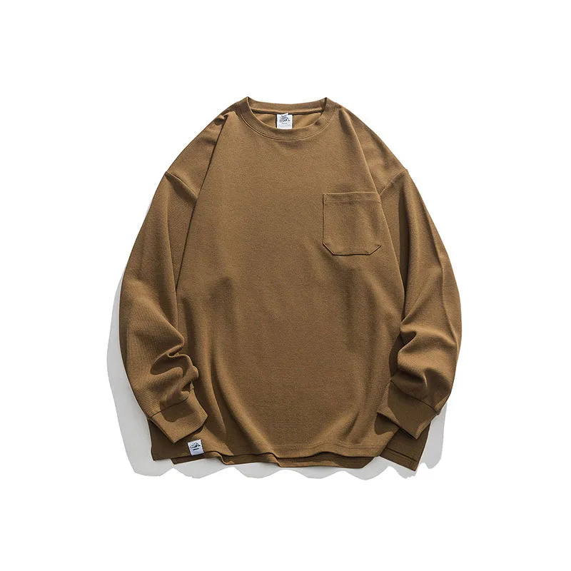 Loose Casual Solid Color Round Neck Long Sleeve Sweatshirt