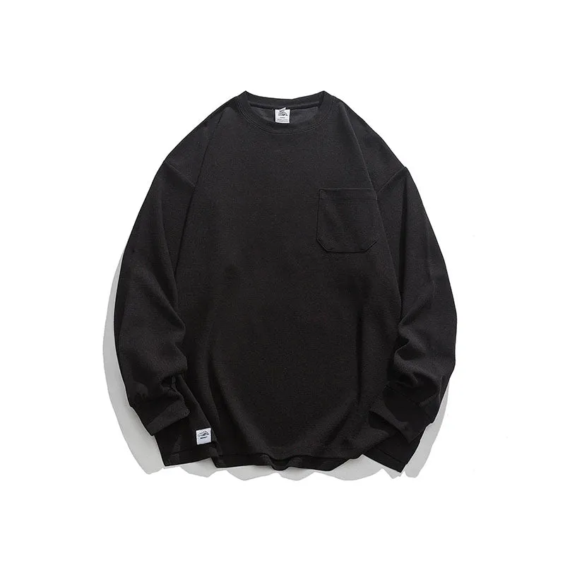 Loose Casual Solid Color Round Neck Long Sleeve Sweatshirt