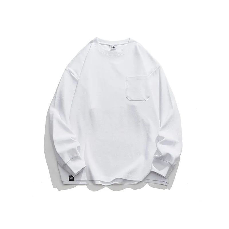 Loose Casual Solid Color Round Neck Long Sleeve Sweatshirt