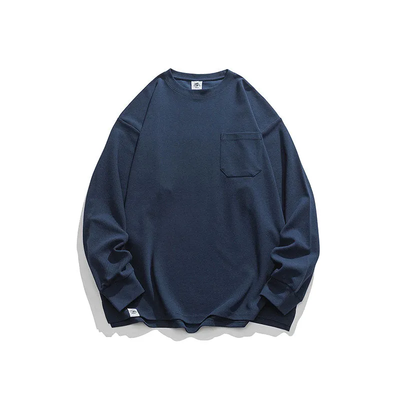 Loose Casual Solid Color Round Neck Long Sleeve Sweatshirt