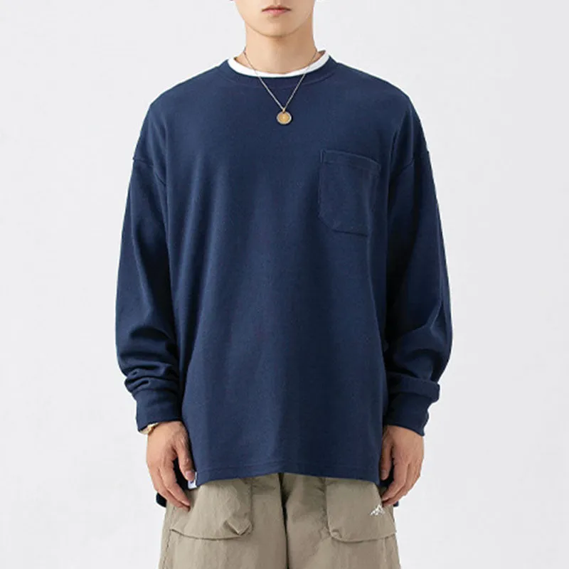 Loose Casual Solid Color Round Neck Long Sleeve Sweatshirt