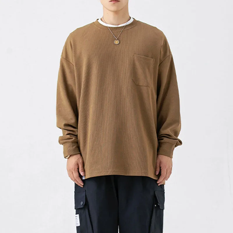 Loose Casual Solid Color Round Neck Long Sleeve Sweatshirt