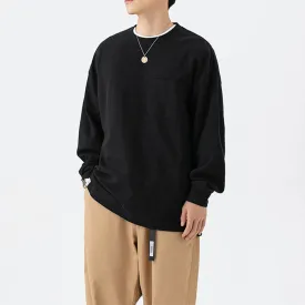 Loose Casual Solid Color Round Neck Long Sleeve Sweatshirt