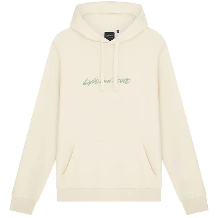 Lyle and Scott Mens Script Hooded Sweatshirt Vanilla Ice Molly's Green