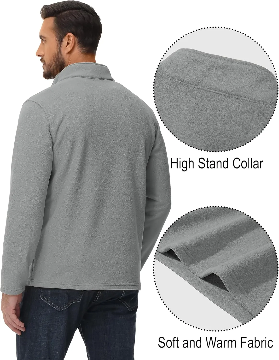 MAGCOMSEN Men's Quarter-Zip Pullover Polar Fleece Sweatshirt Stand Collar Long Sleeve Shirt for Men Thermal Winter Fall