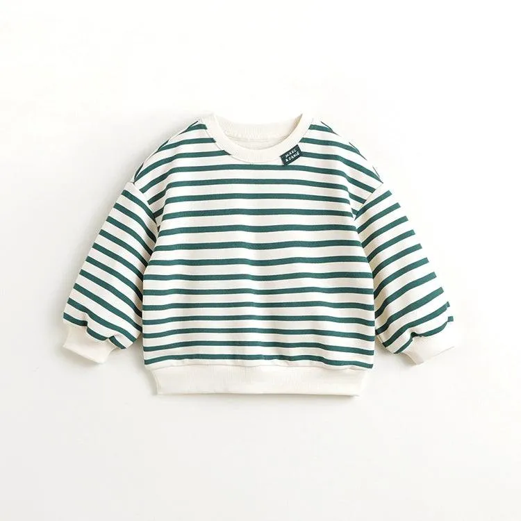 MARC & JANIE Boys Loose Round Neck Striped Sweatshirt 240030