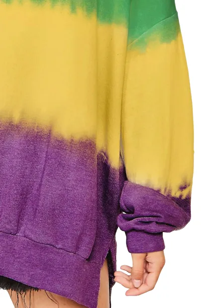 Mardi Gras Striped Tie Dye Sweatshirt