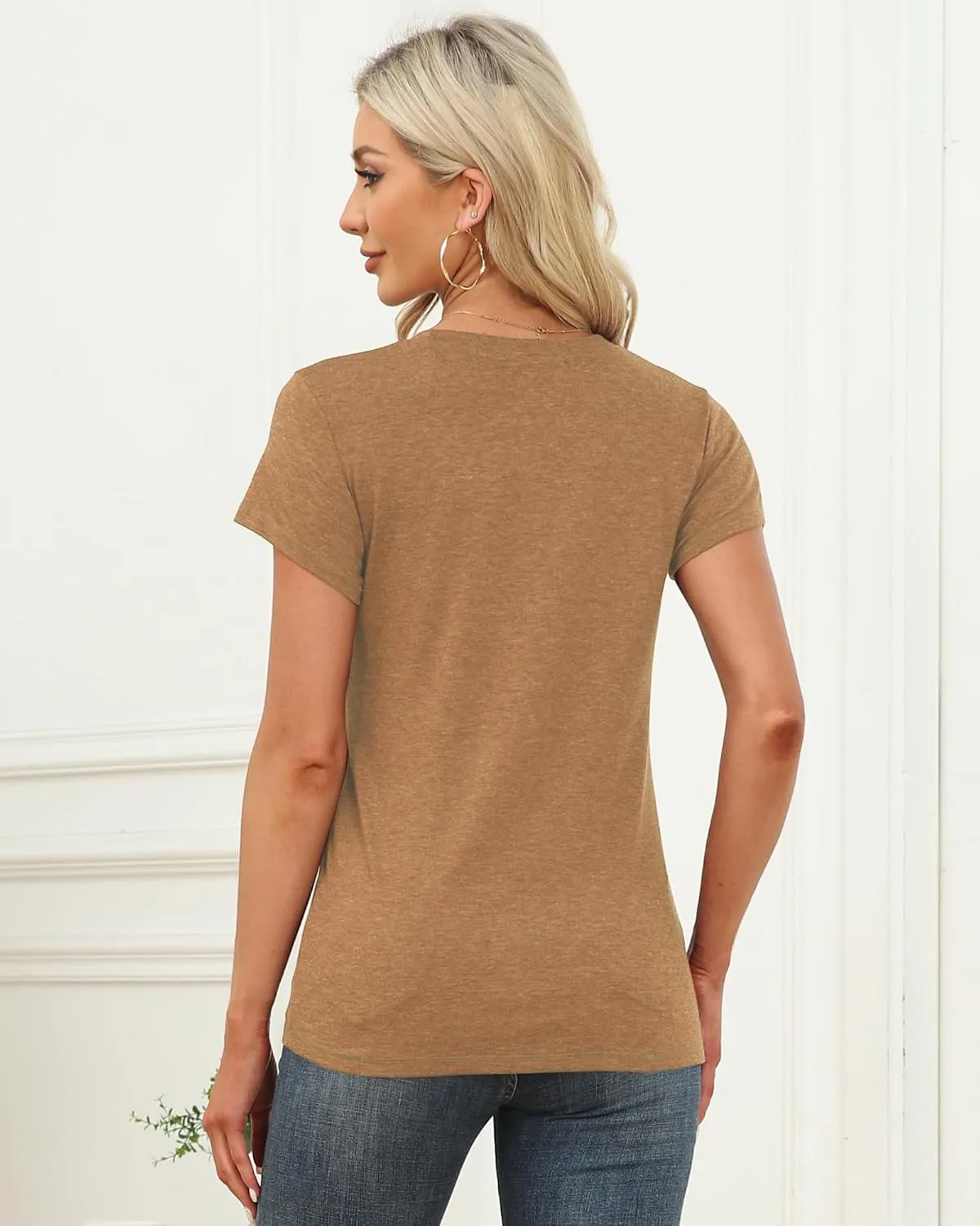 Memorose Womens Short Sleeve Tops Summer T Shirts Round Neck Causal Fashion Basic Tee