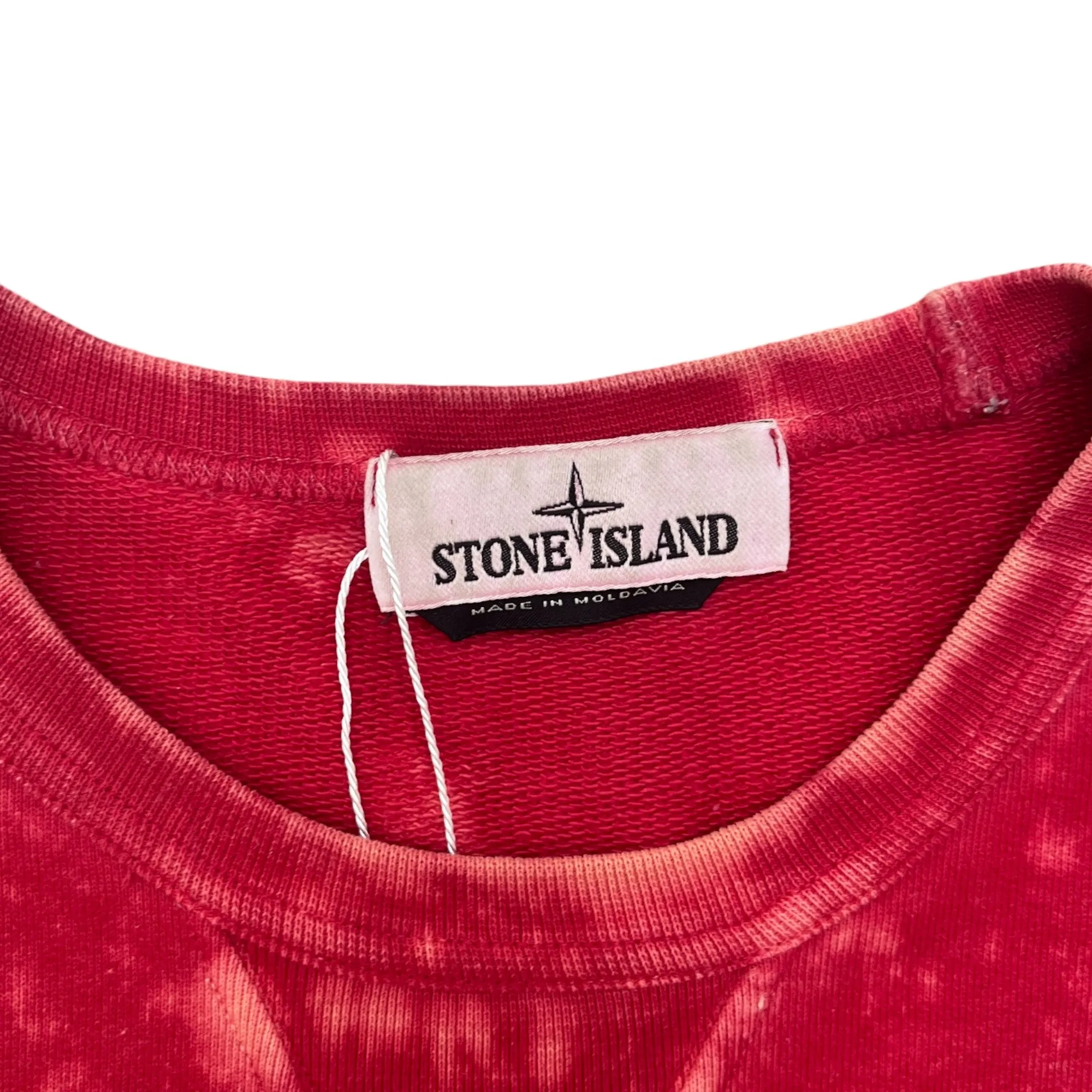 Men's Acid Wash Applique Logo Sweatshirt Red Size S