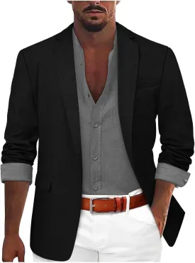 Men's Casual Blazer One Button Unlined Business Work Suit Jackets Multiple Pockets Sport Coat for Party Prom Wedding