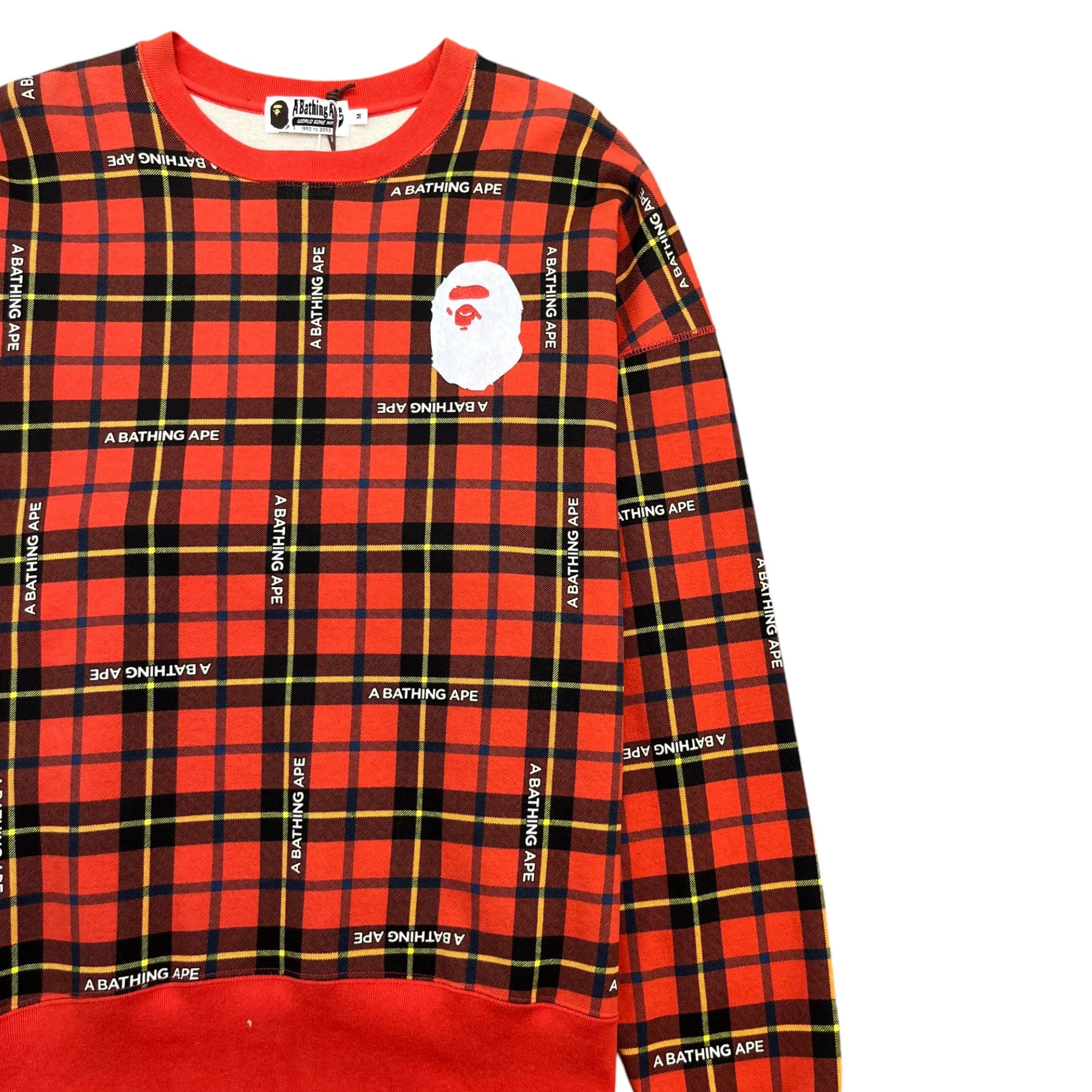 Men's Checkered Logo Sweatshirt Red Size M